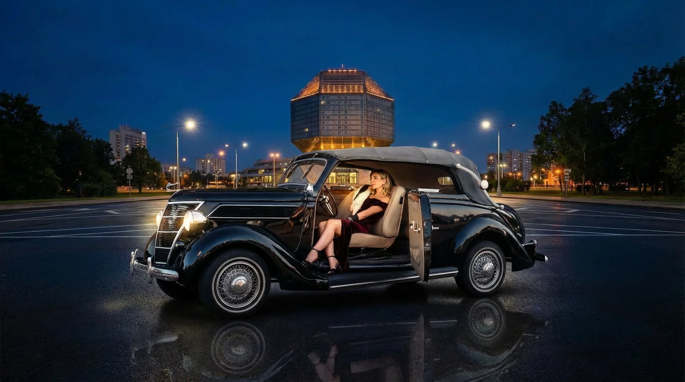 Ford V‑8 1938 в Минске — аренда ретро‑авто с водителем для фотосессий и мероприятий
